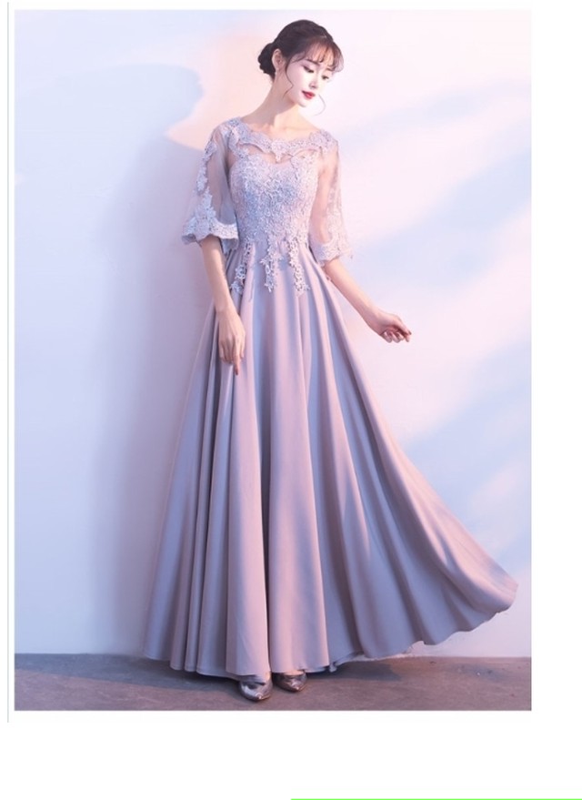 卒業式 謝恩会 ワンピース パーティードレス 結婚式 ワンピース ドレス 袖あり レース ミモレ丈 お呼ばれ 二次会 卒業式 成人式 謝恩式 Basecamp49