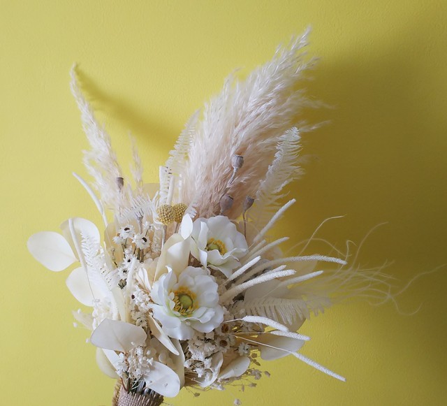 パンパスグラスとアネモネのナチュラルブーケ ドライフラワー ウェディング 結婚式 Niji Wedding 手作り ブーケ 髪飾り 花冠の通販