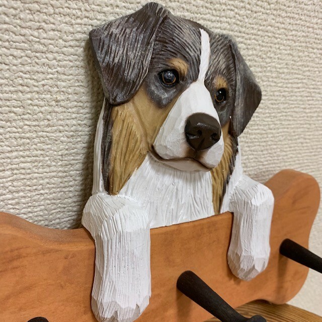 木彫りのボーンリードフック オーストラリアンシェパード レッドマール Dog S Goods Easy