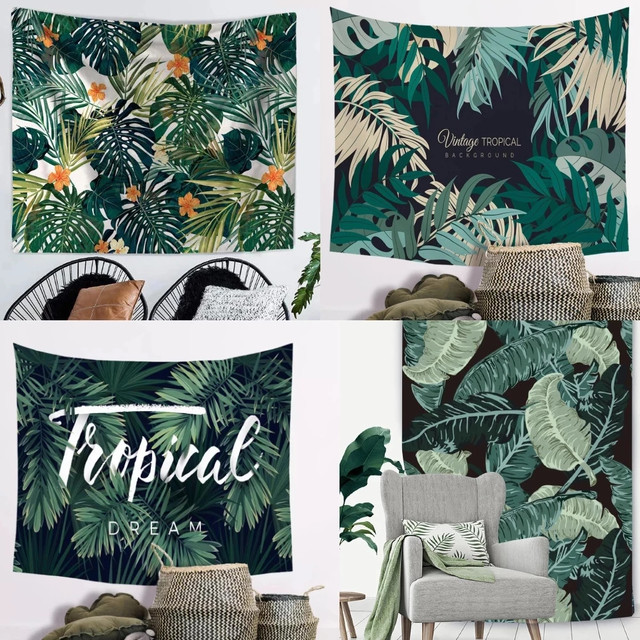 壁掛け タペストリー モンステラ Leaf 葉っぱ 観葉植物 ジャングル 南国 南の島 ディスプレイ アート 輸入雑貨 プレゼント ギフト おしゃれ Hachinohe Base 1518