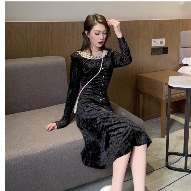 大人カジュアル レディース 春服 花柄レースワンピースレディース長袖おしゃれ切り替えかわいいワンピ秋冬春ミニショート秋服冬服春服大 Basecamp49