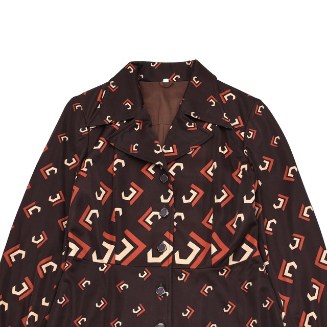 Retro geometric pattern brown one piece