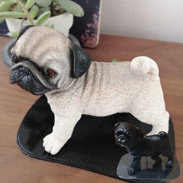 パグ置き物 パグちゃん置き物 高さ約10 0cm 2色セット おまけ滑り止めマット付き 犬置き物 パグちゃん専門店 ちくわちゃん家