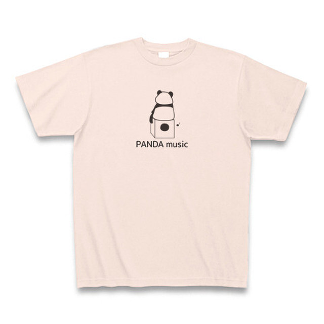 パンダカホンtシャツ シンプルロゴ ライトピンク 送料無料 手作りカホンのお店 Panda Music