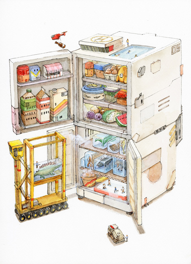 【とんかちしょうねん】原画「Refrigerator 」