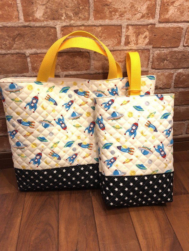 Sale ロケット柄 通園バッグ 31 43マチ6 No 1062 通園用のかわいいトートバッグや子供スモックhoshizora ほしぞら 通園 用のかわいいトートバッグや子供用スモック Hoshizora ほしぞら