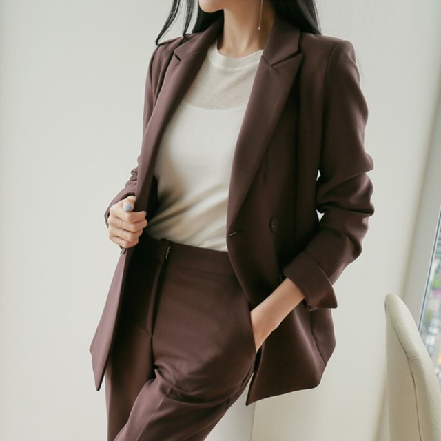 レディース スーツ パンツスーツ オフィス きれいめ フォーマル ブラック ブラウン Gratias