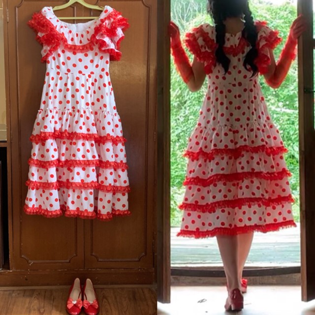 赤 水玉 ドット ワンピース ガーリー Xl Xs Loveysmileshop