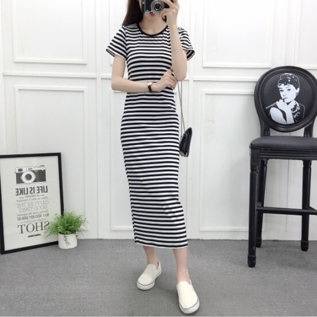 ルームウェア 部屋着 ワンマイルウェア ワンピース ロングワンピース Tシャツ 半袖 ボーダー カジュアル 大人可愛い ベーシック リラックス 春 夏 Joogle ジョーグル