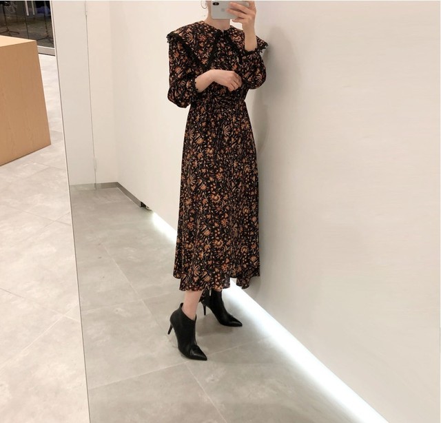 日本全国送料無料 23区 ロングワンピース 花柄 ブラック 人気ブランド Viaante Com