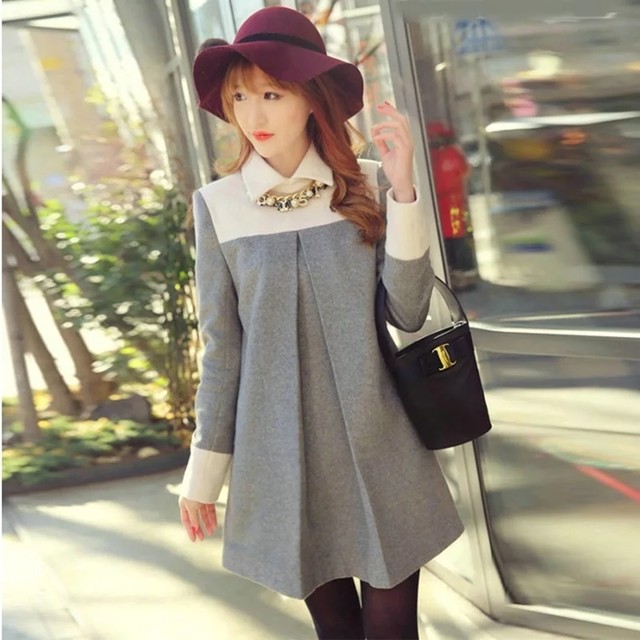 マタニティ襟付きウールブレンド切替ワンピース冬 Grow Market こだわりのインテリア ベビー服 入荷遅延の可能性あり お急ぎ発送