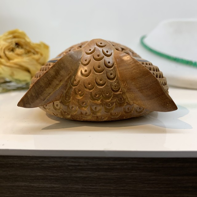 インド香木白檀透かし彫りふくろう黒檀象嵌 白檀や