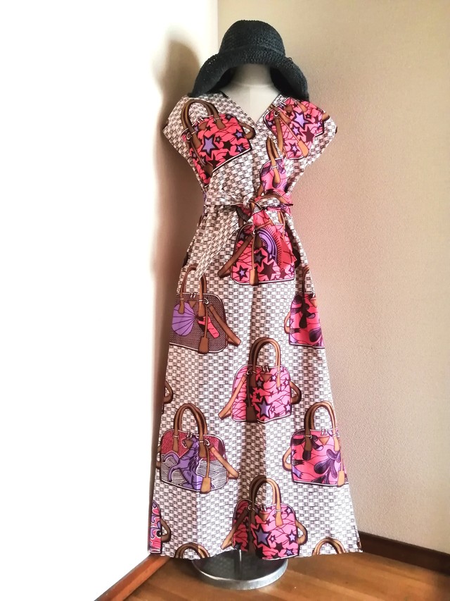 マキシワンピース アフリカ布 Tumambo African