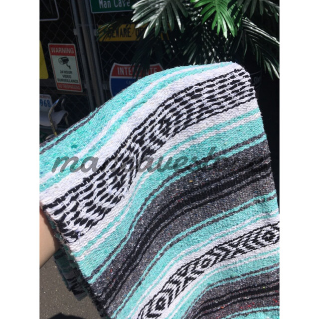 21年 メキシカンラグ ブランケット ミントブルー 水色 キャンプ アウトドア ソファ シートカバー マンケーブストア Man Cave Store ガレージ アメリカン雑貨 ホットドッグ 美容室