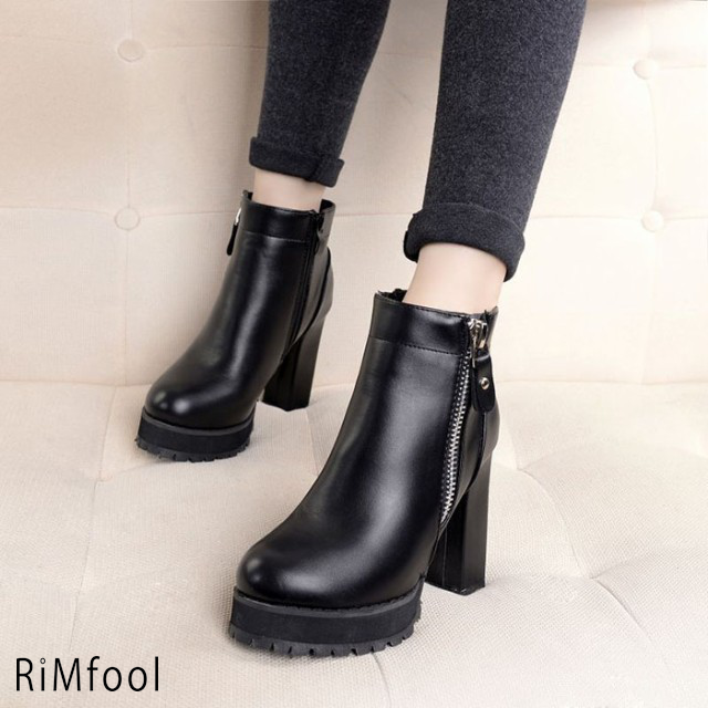新作ショートブーツ レディース 黒 ショートブーツ レディース ブーツ 靴 厚底 ショート ブーツ 歩きやすい Xt 037 Rimfool