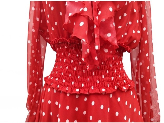 3カラー 水玉 ワンピース 赤 黒 白 Loveysmileshop