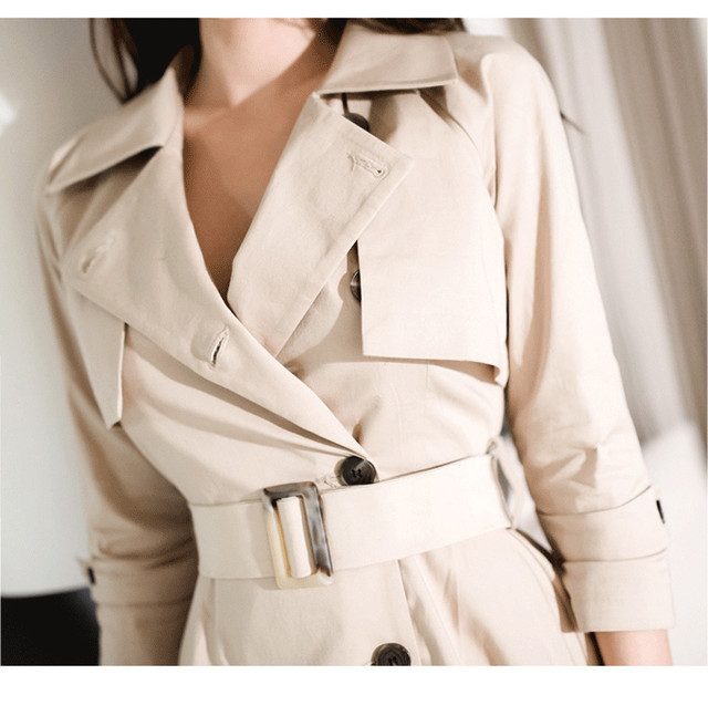 アウター ワンピース トレンチコート 春トレンチ ミニ丈 七分袖 ベルト Aラインフロントボタンフレア ハイウエスト フェミニン 大人可愛い エレガント 美シルエット 春夏 デート 食事会 ベージュ Southisland