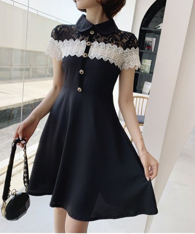 結婚式ドレス お呼ばれ ドレス ワンピース 40代 30代 代 Aライン ワンピース 膝丈 清楚 ワンピース 春夏 レースワンピース 可愛い ワンピース レディース Jm7086 Dress Plaatje