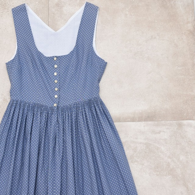 "絣風" print pattern sleeveless one piece