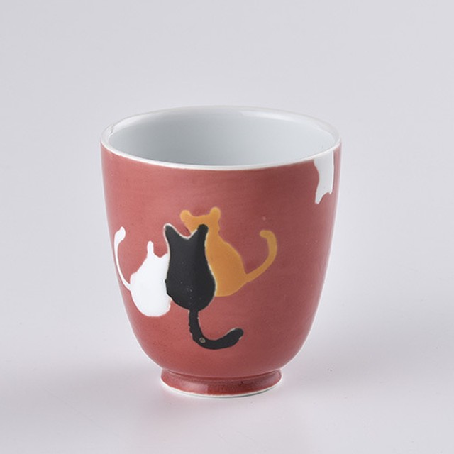 なかよし猫 湯のみ 赤 大新窯web Store