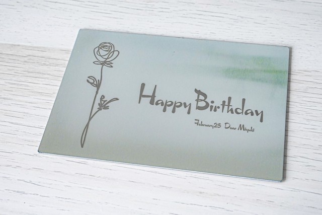 Message Card Happybirthday Rose A ヘアライン加工 ネーム刻印対応 Beam Days