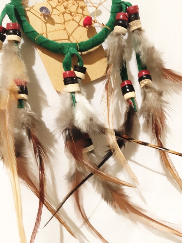 ドリームキャッチャー インディアン 子供部屋 寝室 リビング ボヘミアン ハンドメイド グリーン アジアン雑貨 アジアン雑貨 Asian Mrk