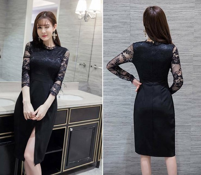 ワンピース タイト スリット ドレス レース ボタニカル柄 ワインレッド エレガント フェミニン 大きいサイズ きれいめ セクシー My0165 Brutal Beauty Fashionstore レディース ウェア オススメ コーデ 通販