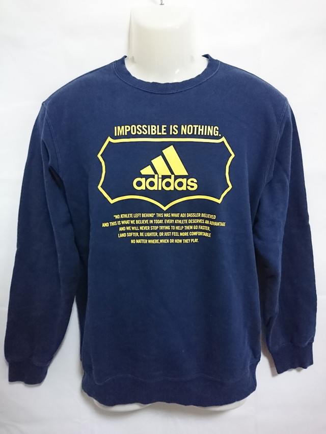 Adidas アディダス メンズm スウェット トレーナー カジュアル 普段着 移動着 ネイビー スポーツウェア シューズの古着屋 リサイクルスポーツ