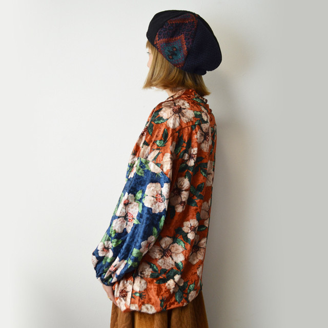 エスニックファッション 冬 個性的 セレクトショップgreen チャイハネ アミナ ロベアtop レディース ベロア 花柄 セレクトショップ グリーン Selectshopgreen