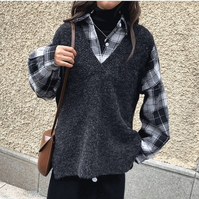 レディース セットアップ 春 秋 冬 シャツ ブラウス 長袖 ロング ベスト ケーブルニット セットアップ シンプル カジュアル おしゃれ 大人可愛い お出かけ デート 通学 学生 キャンパス 旅行 女子会 普段着 ホワイト パープル グレー グリーン イエロー アプリコット 白 紫