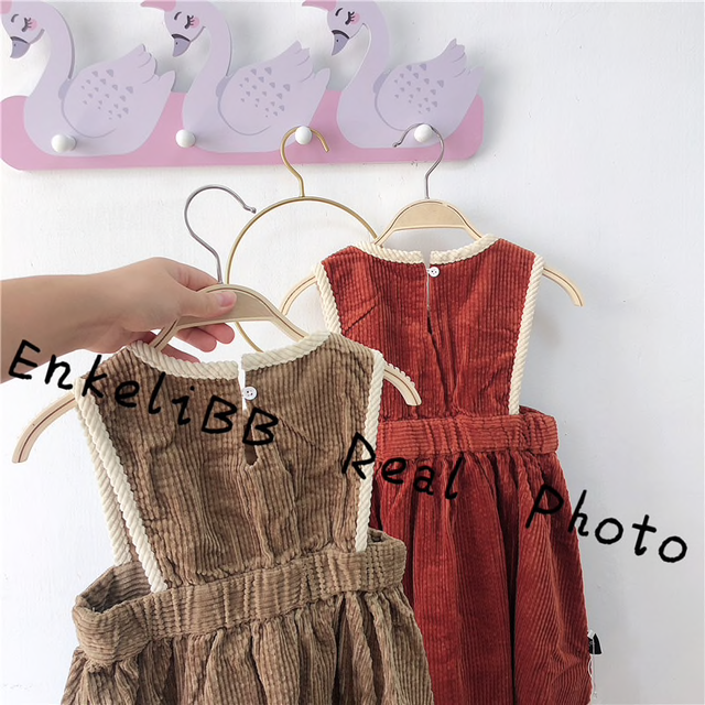 即納 コーデュロイジャンパースカート 韓国子供服 海外子供服 女の子