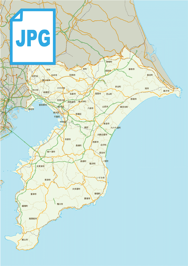 都道府県市町村わけ 道路 路線 カラー画像jpg 1280px 地図素材ならmap Data Store 地図データ 白地図の販売