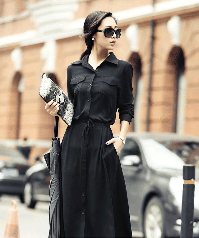 ワンピース ブラック 19年秋 秋服 無地 シンプル カッコイイ セクシー 大人可愛い Gratias