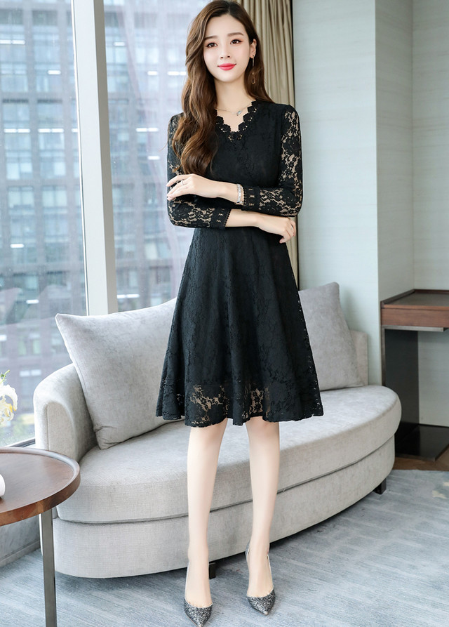 パーティードレス 結婚式 二次会 ワンピースドレス 謝恩会 同窓会 成人式 お呼ばれドレス 韓国 オルチャン ワンピース ひざ丈 総レースワンピース 膝丈ワンピース フレアワンピース Aラインワンピース カシュクール 半袖 シースルー ハイウエスト きれいめ 大人可愛い