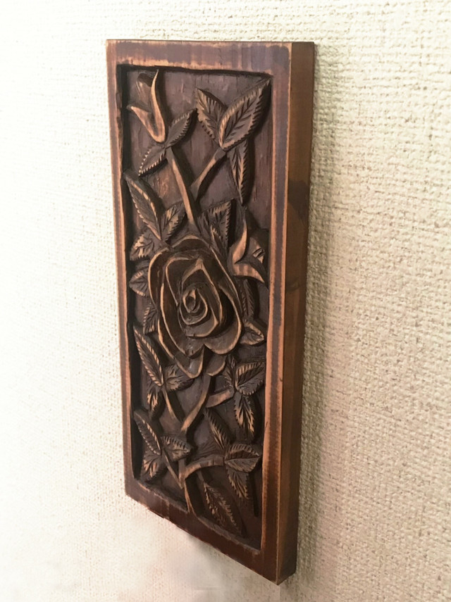 木彫壁飾り ローズ Gpcrafts