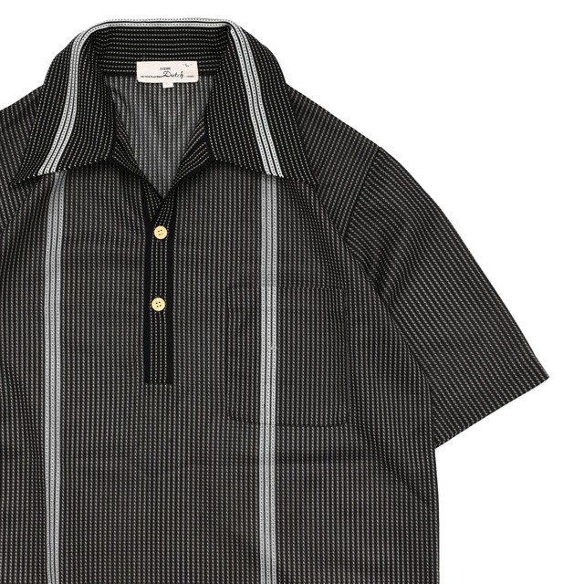 Japan vtg retro stripe sheer polo shirt ①