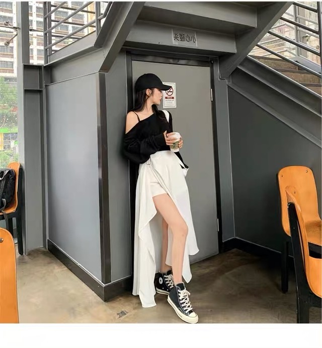 韓国ファッション 夏 肩出しトップス スカートのセットアップ Younger 韓国人気レディースファッション