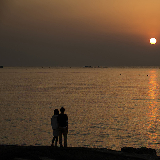 見物海岸の夕日 光彩半島