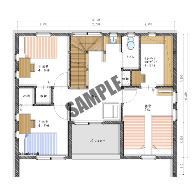 30坪の間取りプラン 4ldk 広いバルコニーのある家 高品質データ 間取りデリ