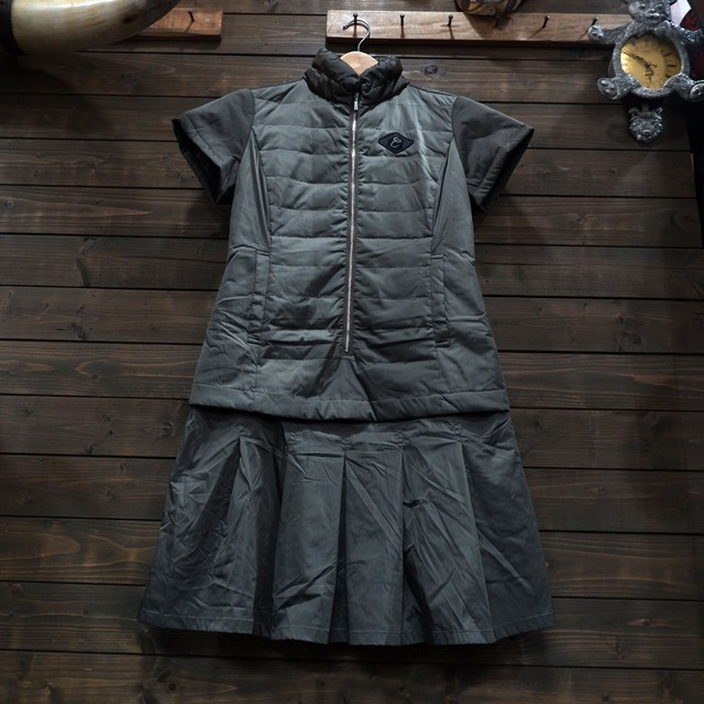 レディース38 クードシャンス ゴルフ ダウン ワンピース カーキ 古着屋 Sputonic