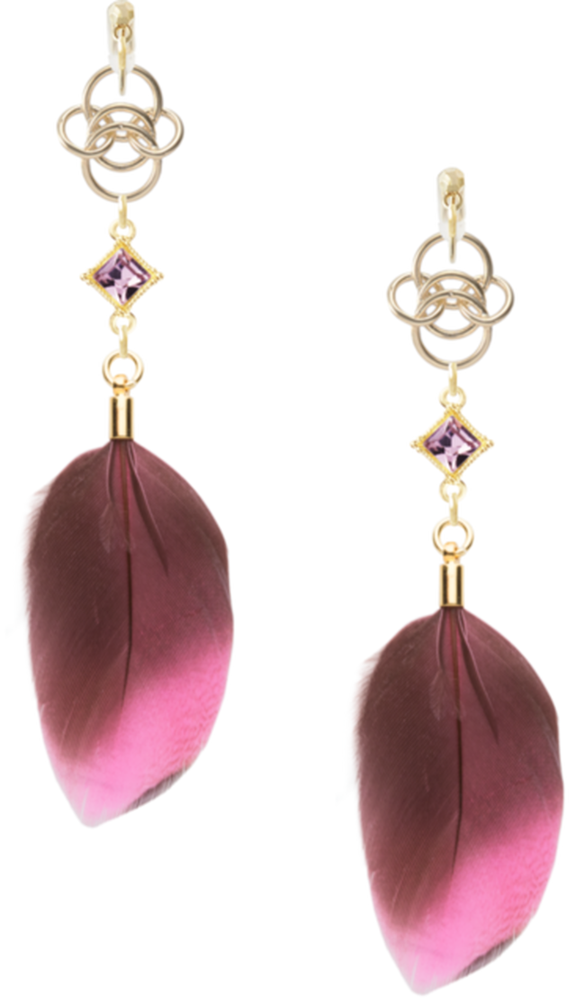 Kazenoiro イヤリング No170 フェザー紫 大人なデザインの大ぶりピアスのお店kazenoiro