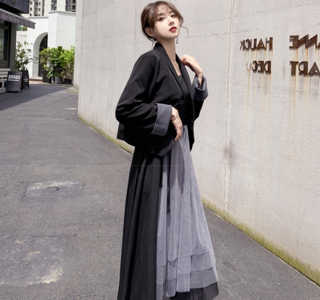 ジャケットワンピースセットアップ アシンメトリーバイカラーがおしゃれ Fashionbomy