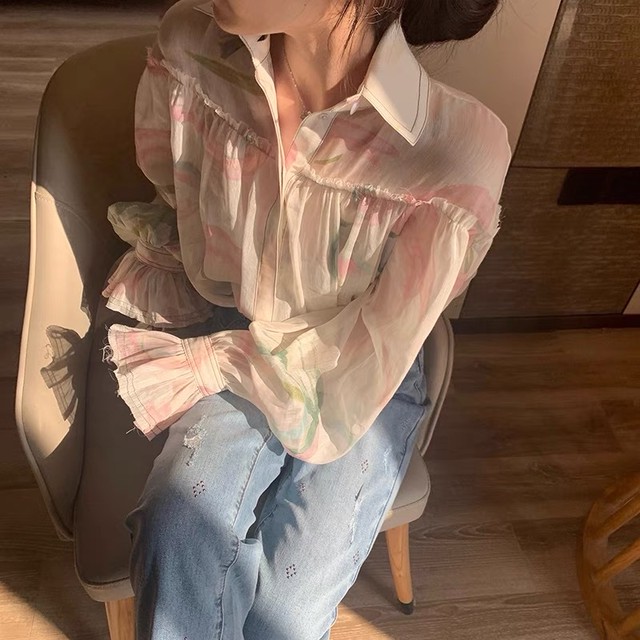 flower design chiffon blouse