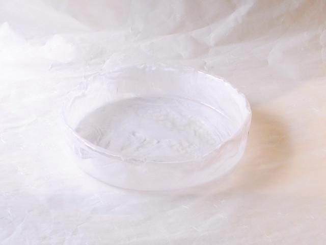 日本製 手づくりガラス 水盤 花器 ホワイト 小林漆陶