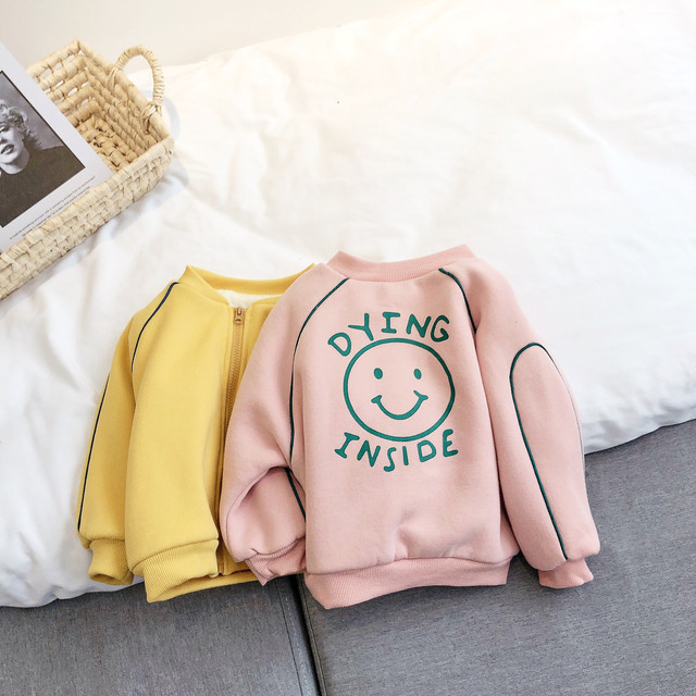 全2色 ブルゾン ジャンパー スタジアムジャンパー スタジャン ジップアップ フェイスマーク 厚手 裏起毛 アウター 防寒 秋 冬 桃 黄 子供 キッズ こども服 女の子 女児 Syk552 Berceau Select Shop ベルソー セレクトショップ キッズ 親子ペアetc