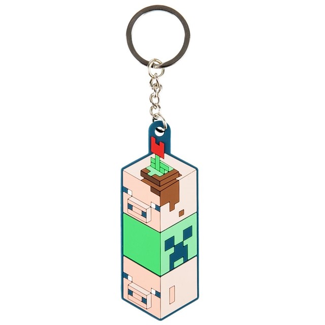 トーテムラバーキーホルダー(ブタ&クリーパー) マインクラフト / インフォレンズ
