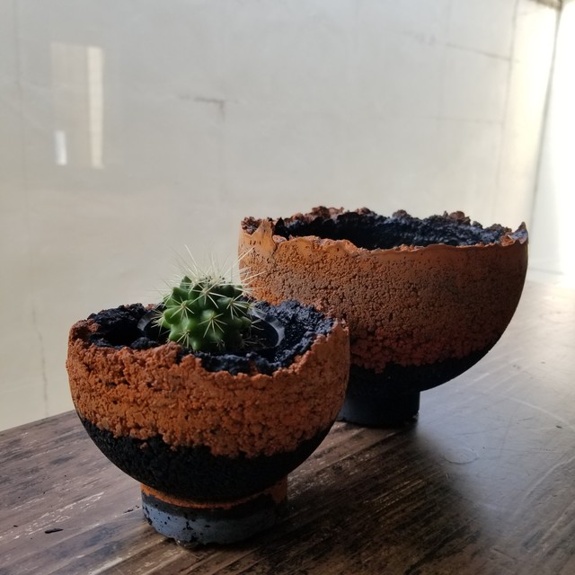 Fp1273 ツートーンカラー 小丸鉢 セメント鉢 コンクリート鉢 植木鉢 F Labo Fp1273 ツートーンカラー 小丸鉢 セメント鉢 コンクリート鉢 植木鉢 F Labo
