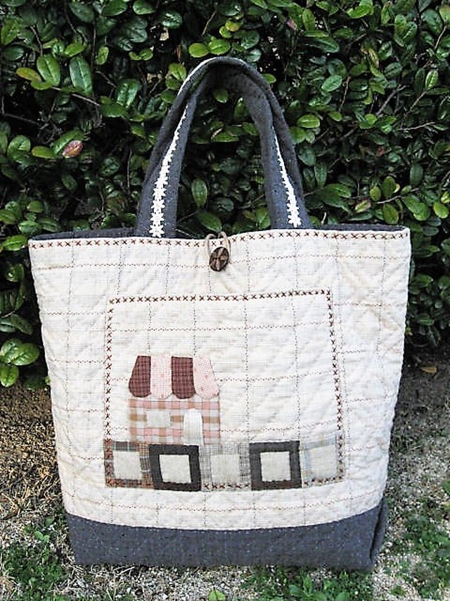 手づくりキット レッスンバッグ スクエアとアップリケ 布遊びポプリン パッチワークの部屋