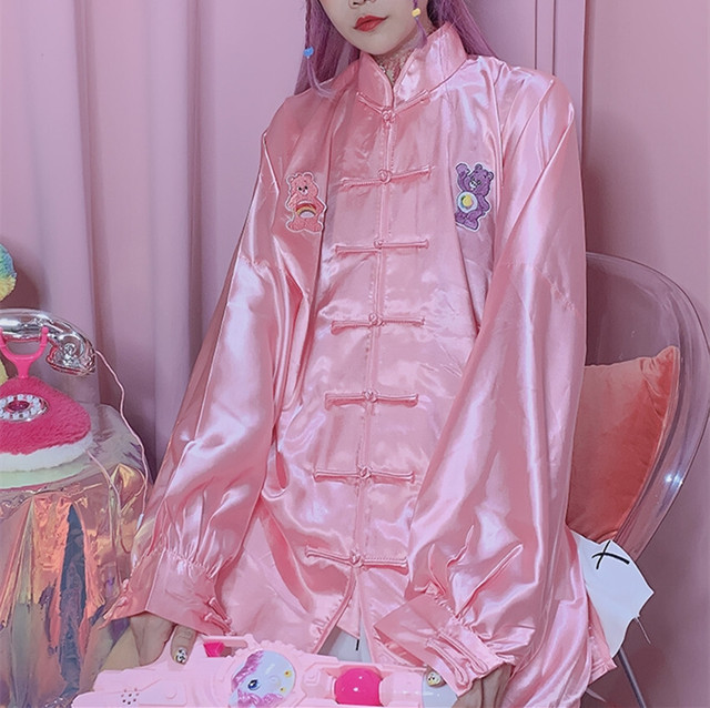 お取り寄せ商品 2点セット セットアップ レディース シャツ ボトムス パンツ ズボン チャイナ服 原宿 サブカルチャー ゆめかわいい 刺繍 Candy Melts