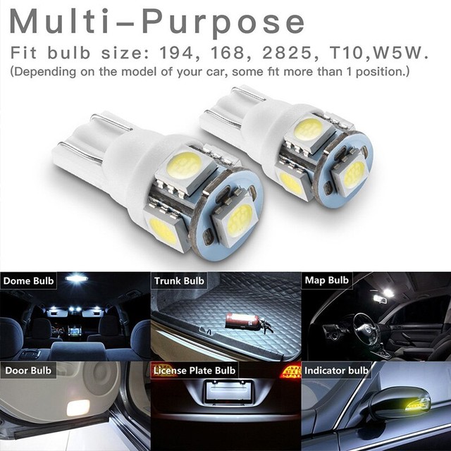 Led T10 W5w 194電球pcs 12v 5050 5smd車のナンバープレート電球自動インテリアランプ読書灯 Pieces Car Motosupremeparts